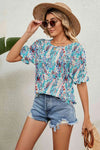 Round Neck Flounce Sleeve Blouse Pastel Blue Blouses - Tophatter Daily Deals