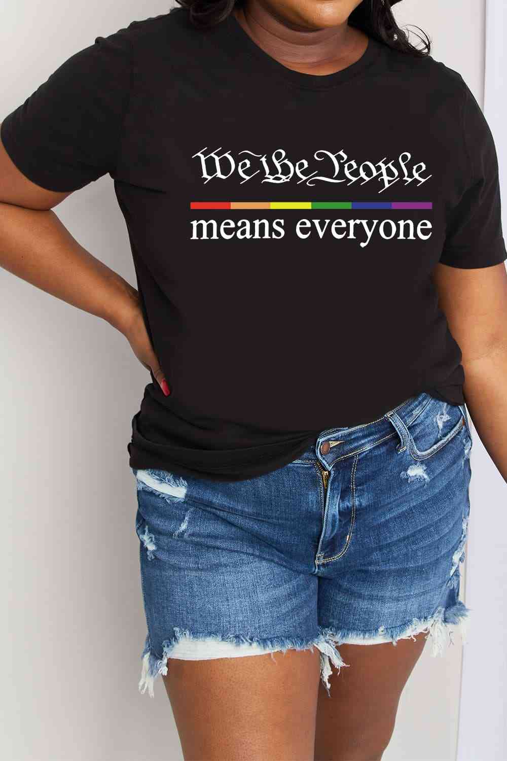 Simply Love Full Size MEANS EVERYONE Graphic Cotton Tee Women's T-Shirts - Tophatter Daily Deals