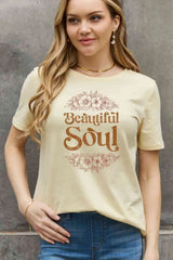 Simply Love Full Size BEAUTIFUL SOUL Graphic Cotton Tee Ivory Women's T-Shirts - Tophatter Daily Deals