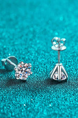 1 Carat Moissanite Rhodium-Plated Stud Earrings Moissanite - Tophatter Daily Deals