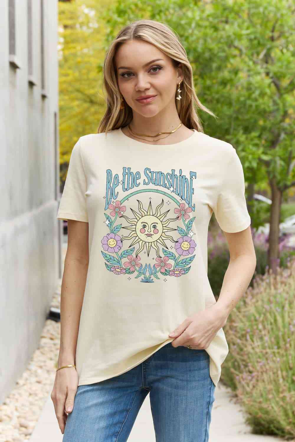 Simply Love Simply Love Full Size BE THE SUNSHINE Graphic Cotton Tee Women's T-Shirts - Tophatter Daily Deals