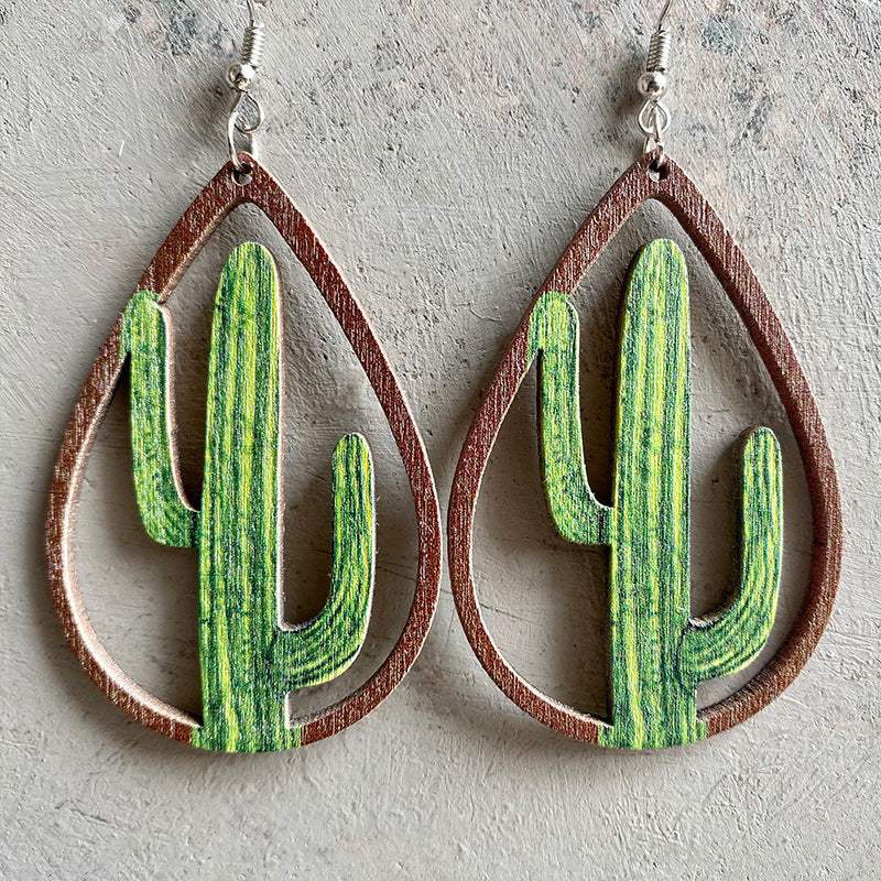 Hollowed Wooden Teardrop Earrings Earrings - Tophatter Daily Deals