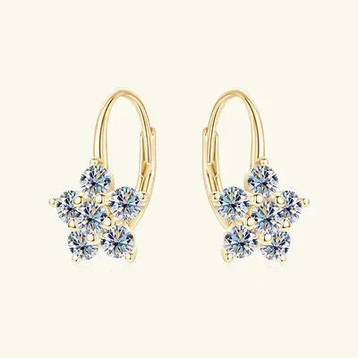 1.2 Carat 925 Sterling Silver Moissanite Flower Huggie Earrings Moissanite - Tophatter Daily Deals