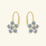 1.2 Carat 925 Sterling Silver Moissanite Flower Huggie Earrings Moissanite - Tophatter Daily Deals