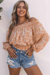 Floral Frill Trim Smocked Off-Shoulder Top Blouses - Tophatter Daily Deals