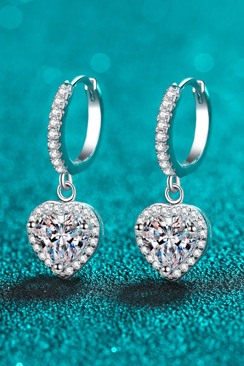 Moissanite Heart-Shaped Drop Earrings Moissanite - Tophatter Daily Deals