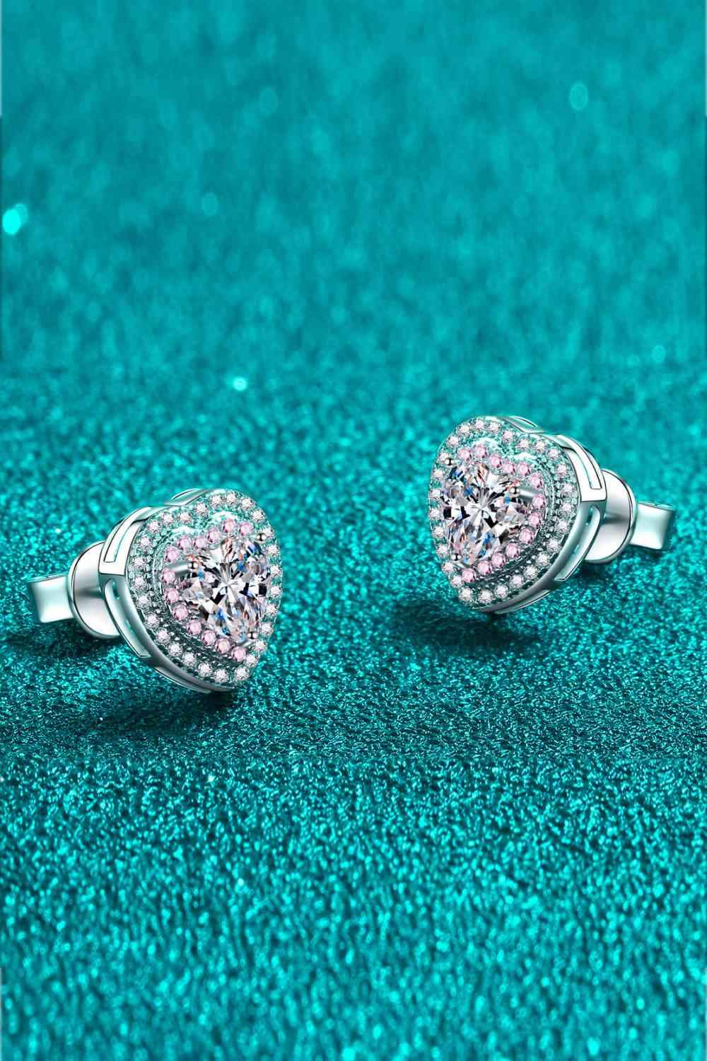 Moissanite Heart-Shaped Stud Earrings Moissanite - Tophatter Daily Deals