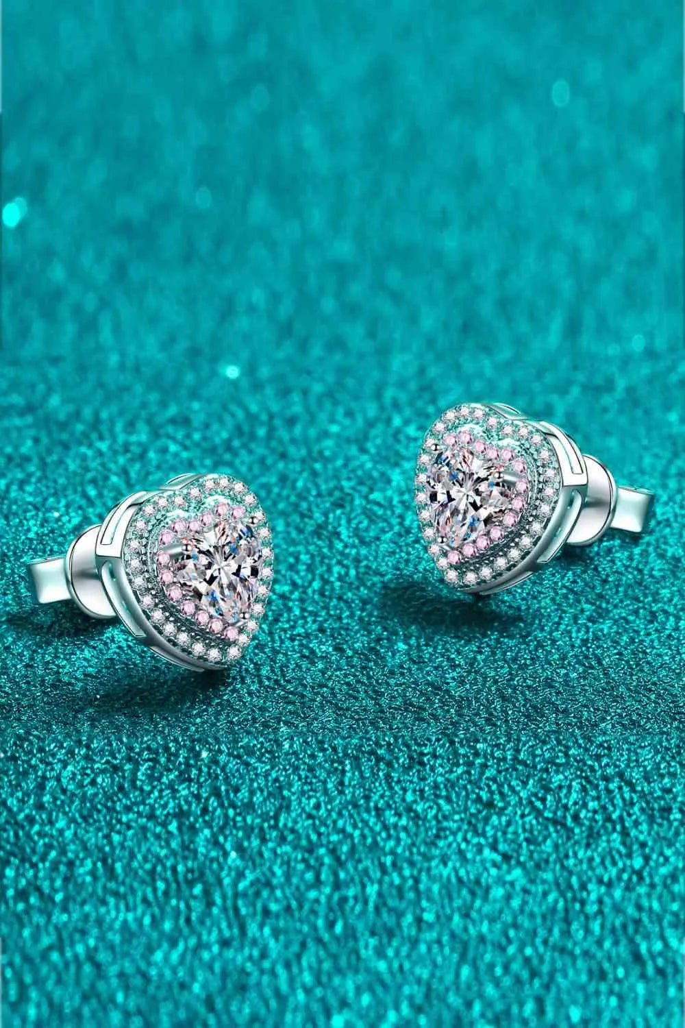 Moissanite Heart-Shaped Stud Earrings Moissanite - Tophatter Daily Deals