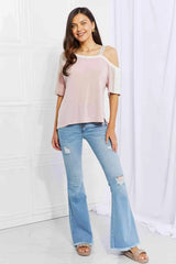 Andree by Unit Full Size Something Simple Cold Shoulder Tee Women's T-Shirts - Tophatter Daily Deals