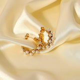 Pearl Rhinestone C-Hoop Earrings Earrings - Tophatter Daily Deals