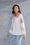 Color Block Exposed Seam Collared Neck Blouse Blouses - Tophatter Daily Deals