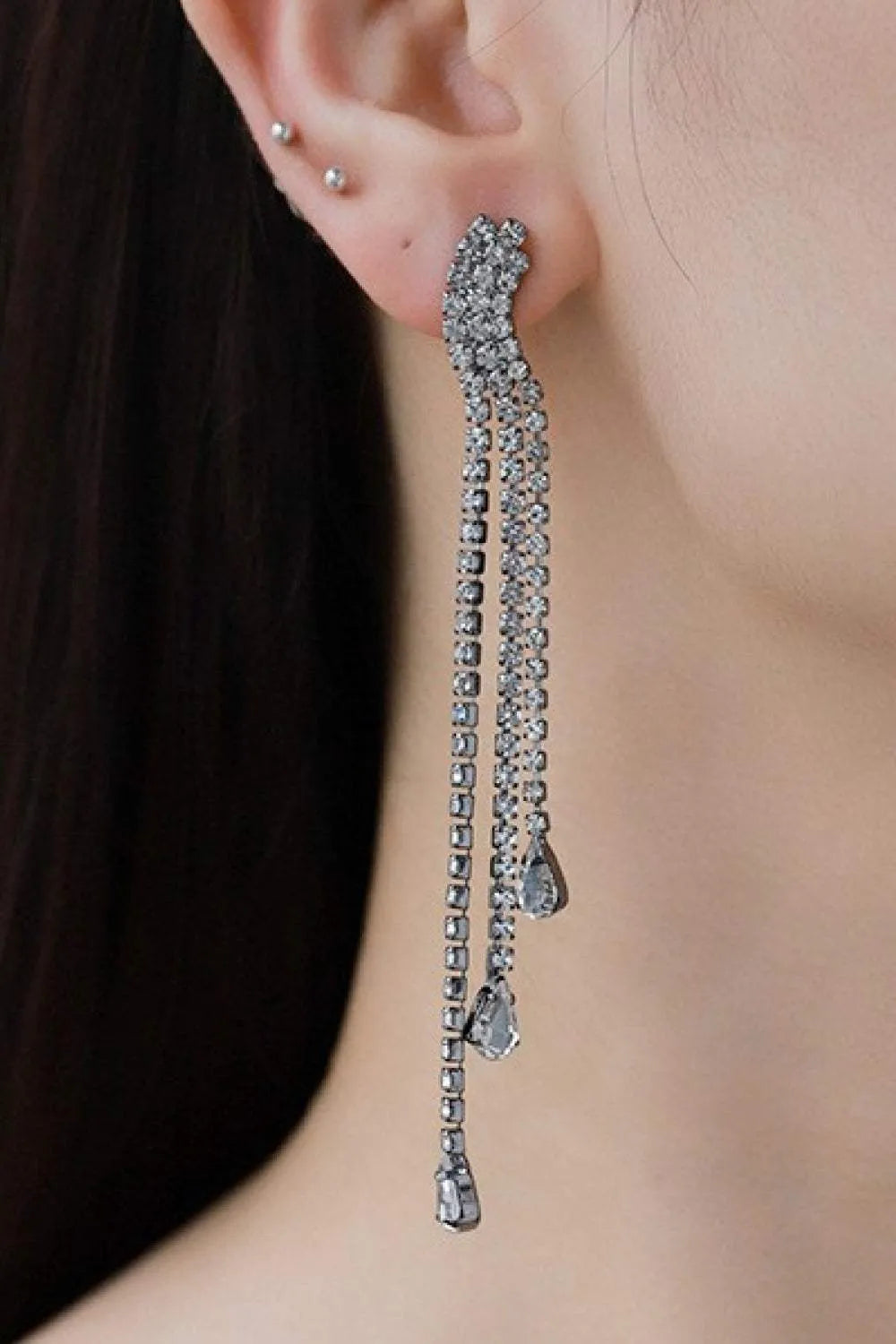 Glass Stone Fringe Dangle Earrings Earrings - Tophatter Daily Deals