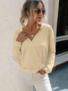 Waffle-Knit Dropped Shoulder Hoodie Blouses - Tophatter Daily Deals