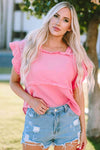 Square Neck Exposed Seams Blouse Carnation Pink Blouses - Tophatter Daily Deals