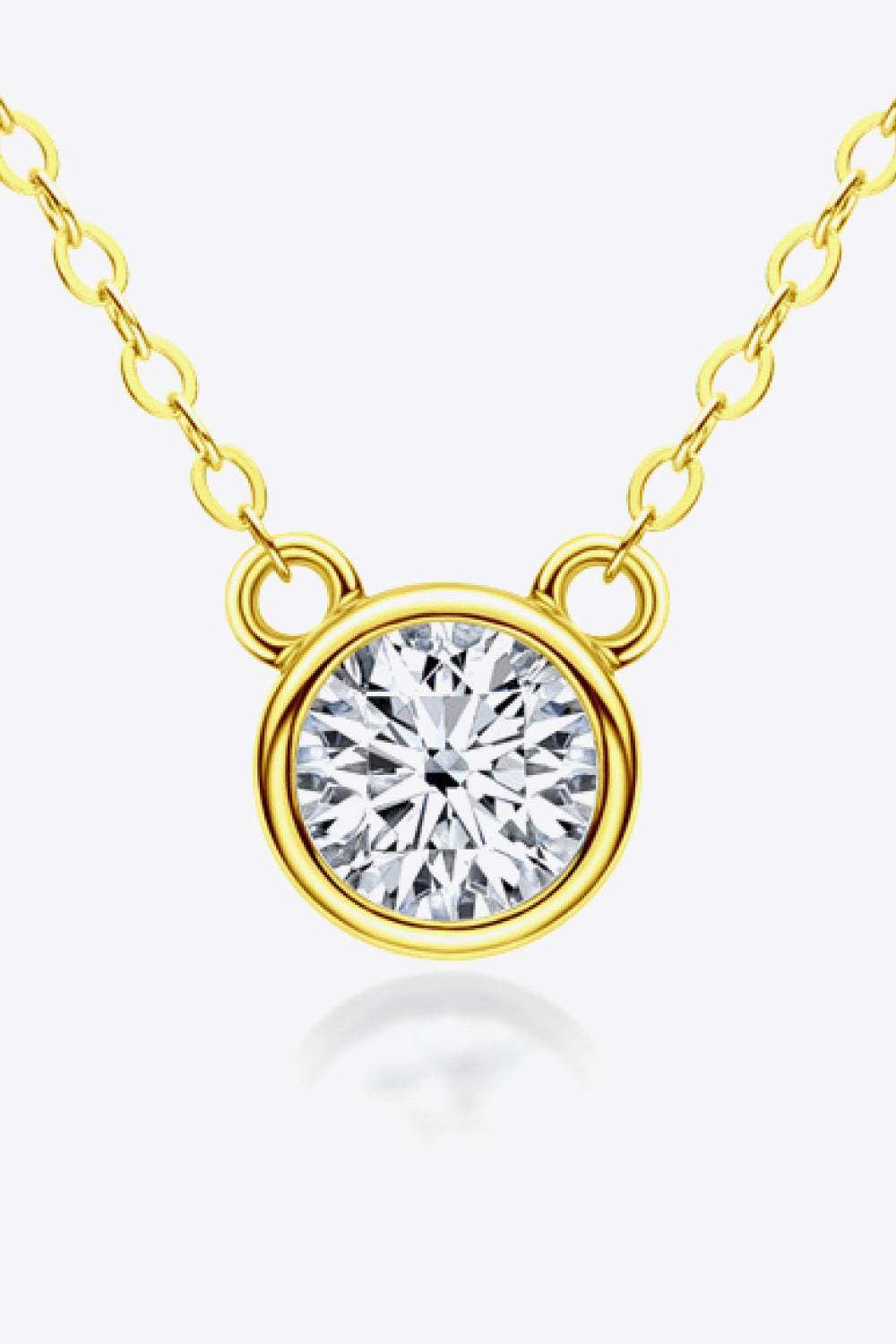 925 Sterling Silver 1 Carat Moissanite Round Pendant Necklace Gold One Size Moissanite - Tophatter Daily Deals