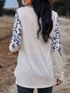 Floral Print V-Neck Long Sleeve Buttoned Tee Women's T-Shirts - Tophatter Daily Deals