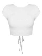 Round Neck Backless Short Sleeve Tee Women's T-Shirts - Tophatter Daily Deals