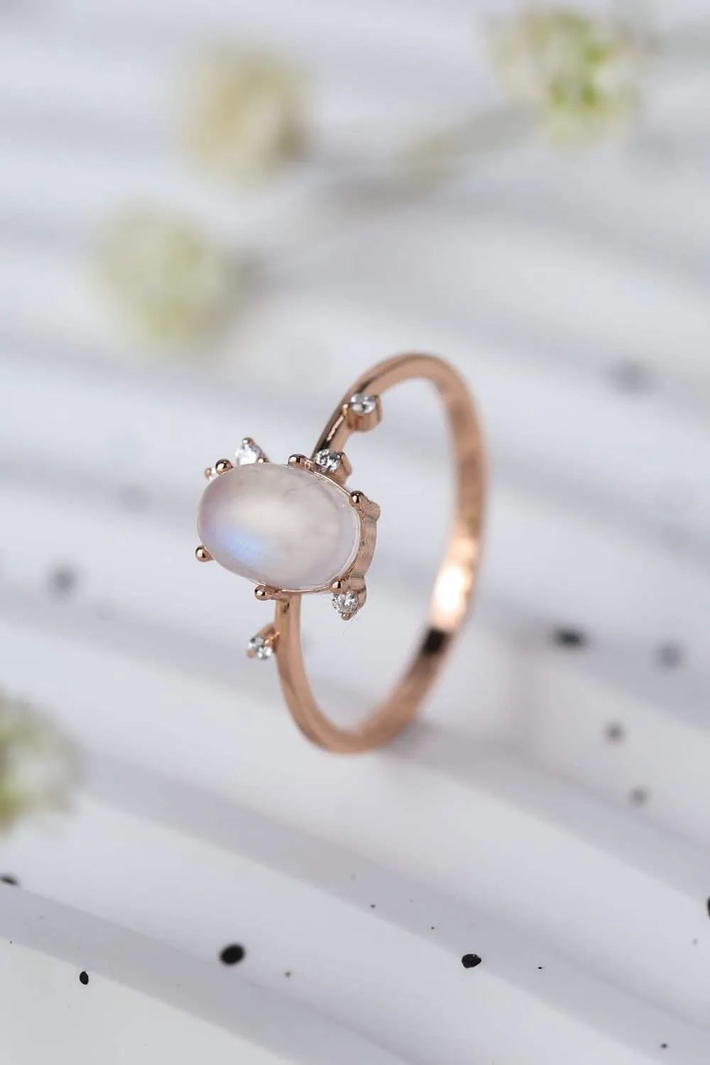 High Quality Natural Moonstone 925 Sterling Silver Ring Moonstone - Tophatter Daily Deals