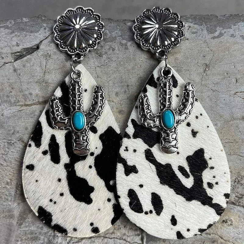 Turquoise Cactus Dangle Earrings Style E One Size Earrings - Tophatter Daily Deals