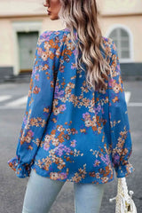 Floral Print Flounce Sleeve Blouse Blouses - Tophatter Daily Deals