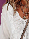 Lace Detail Round Neck Blouse Blouses - Tophatter Daily Deals