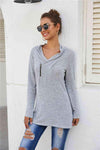 Zip Detail Long Sleeve Top Light Gray Blouses - Tophatter Daily Deals