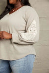 Sew In Love Full Size Lace Patch Detail Sweater Blouses - Tophatter Daily Deals