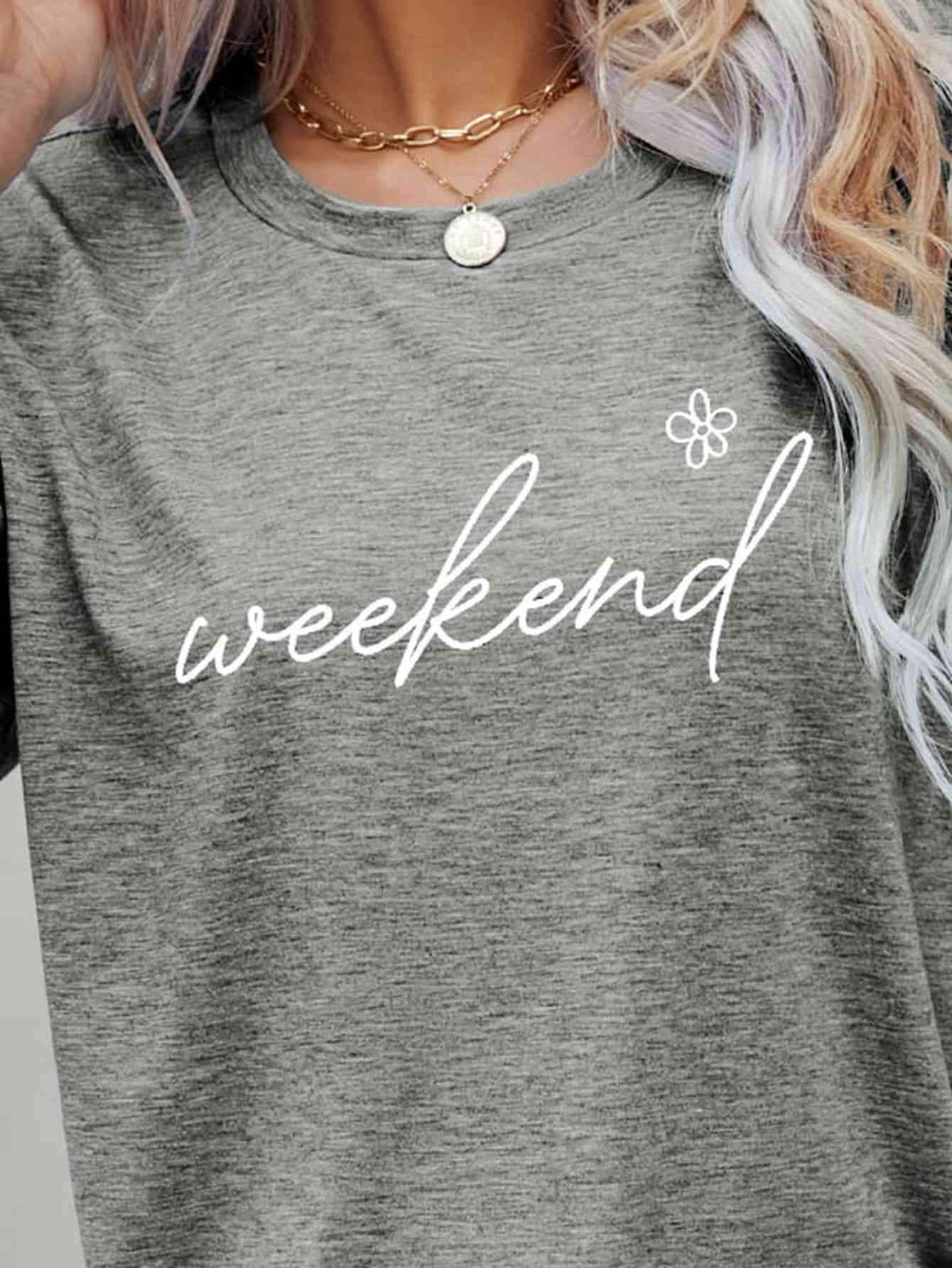 WEEKEND Flower Graphic Short Sleeve Tee Women's T-Shirts - Tophatter Daily Deals