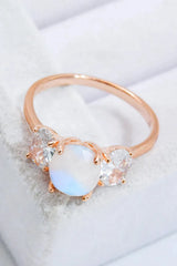 Natural Moonstone and Zircon Ring Moonstone - Tophatter Daily Deals