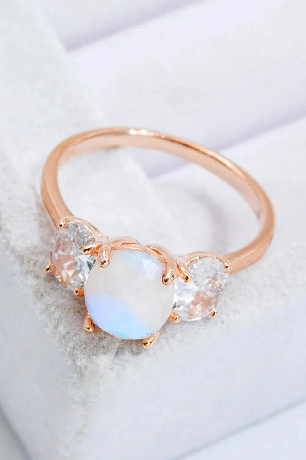 Natural Moonstone and Zircon Ring Moonstone - Tophatter Daily Deals