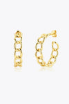 Chain C-Hoop 925 Sterling Silver Earrings Gold One Size Earrings - Tophatter Daily Deals