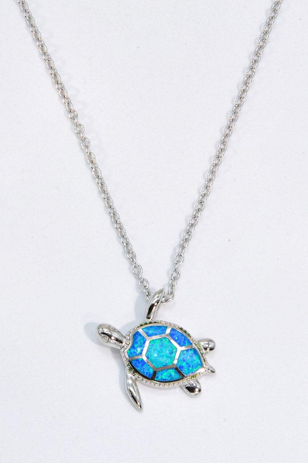 Opal Turtle Pendant Chain-Link Necklace Blue One Size Opal - Tophatter Daily Deals