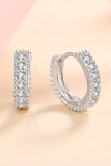 925 Sterling Silver Inlaid Moissanite Huggie Earrings Moissanite - Tophatter Daily Deals