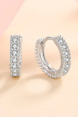 925 Sterling Silver Inlaid Moissanite Huggie Earrings Moissanite - Tophatter Daily Deals