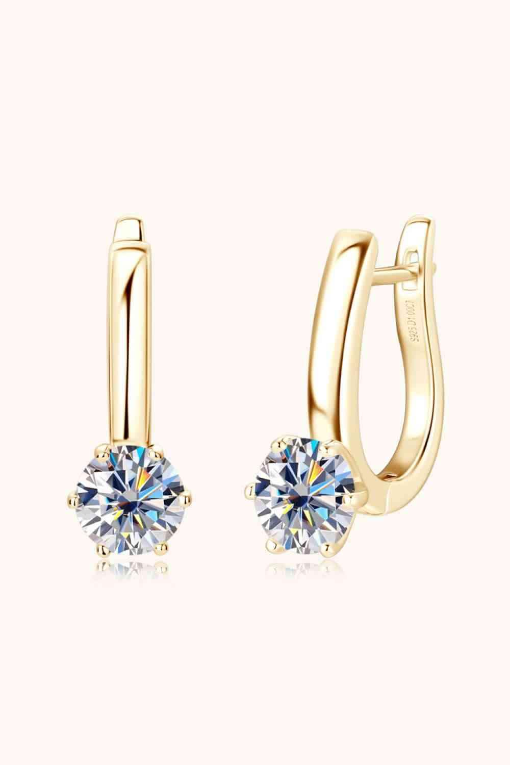 2 Carat Moissanite 925 Sterling Silver Earrings Gold One Size Moissanite - Tophatter Daily Deals