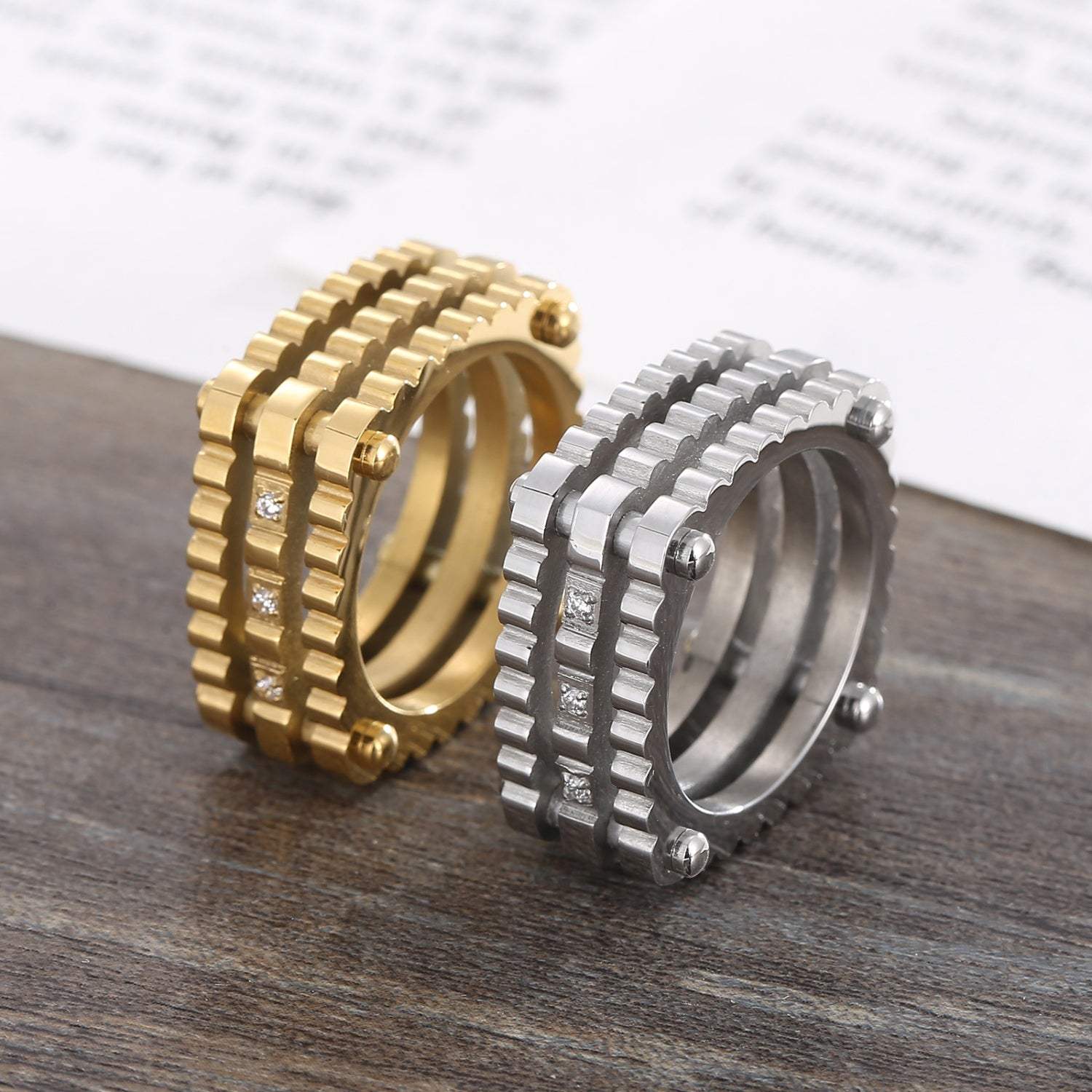 Inlaid Zircon Stainless Steel Square Shape Ring Rings - Tophatter Daily Deals