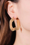 Ribbed Alloy Earrings Gold One Size Earrings - Tophatter Daily Deals