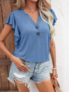 Notched Cap Sleeve T-Shirt Women's T-Shirts - Tophatter Daily Deals