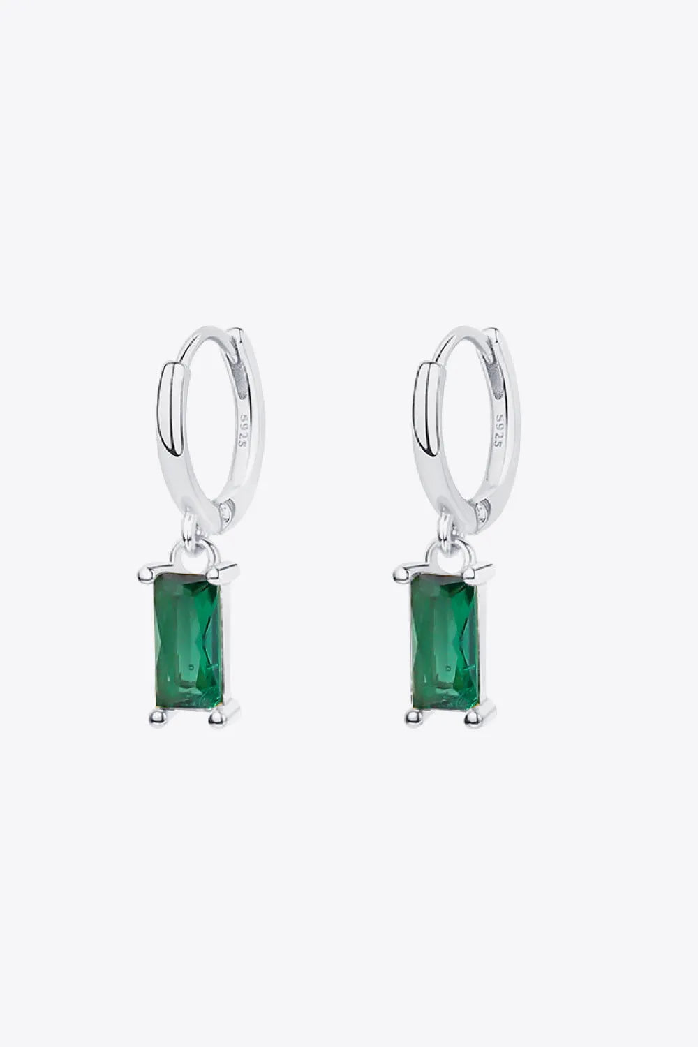 Retro 925 Sterling Silver Cubic Zirconia Drop Earrings Silver Green One Size Earrings - Tophatter Daily Deals