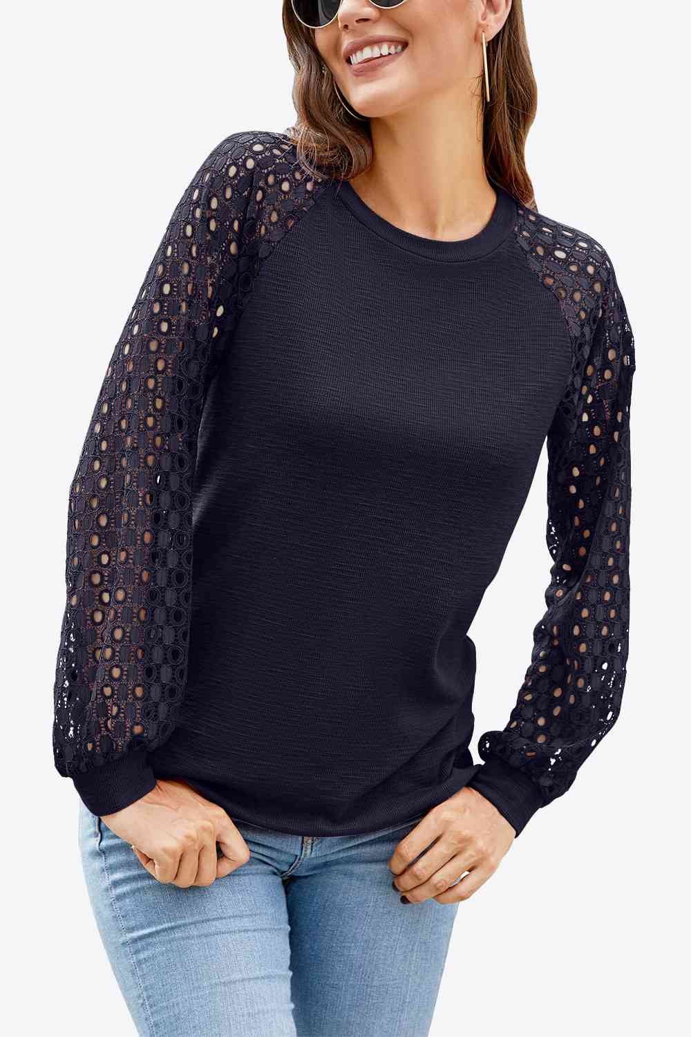 Long Raglan Sleeve Round Neck Tee Women's T-Shirts - Tophatter Daily Deals