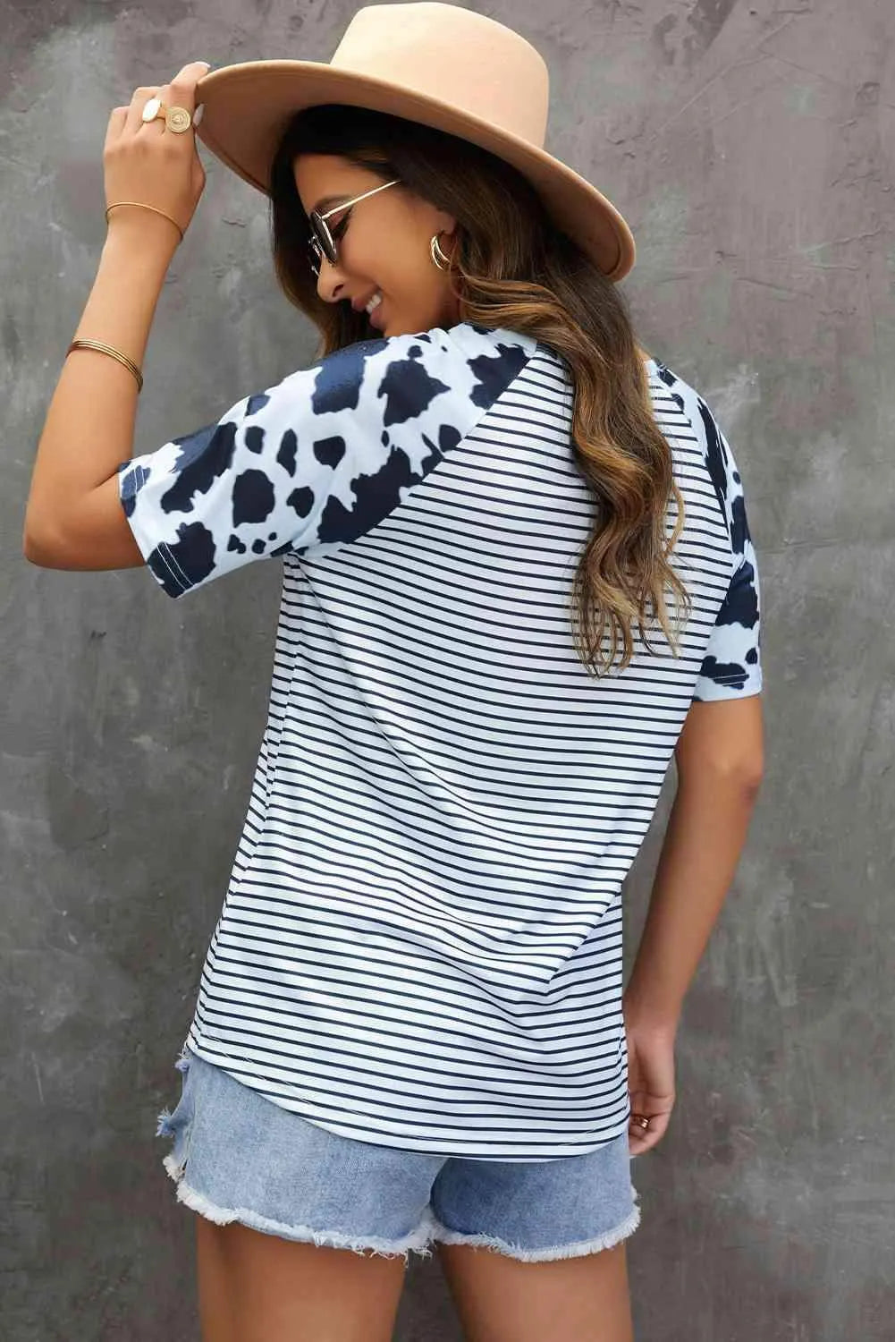 Mixed Print Sequin Pocket T-Shirt Women's T-Shirts - Tophatter Daily Deals
