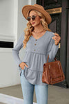 Long Sleeve V-Neck Cable-Knit Blouse Blouses - Tophatter Daily Deals