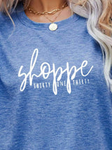 Slogan Graphic Round Neck Short Sleeve Tee Women's T-Shirts - Tophatter Daily Deals