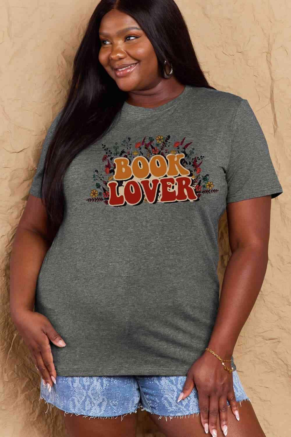 Simply Love Full Size BOOK LOVER Graphic Cotton Tee Women's T-Shirts - Tophatter Daily Deals