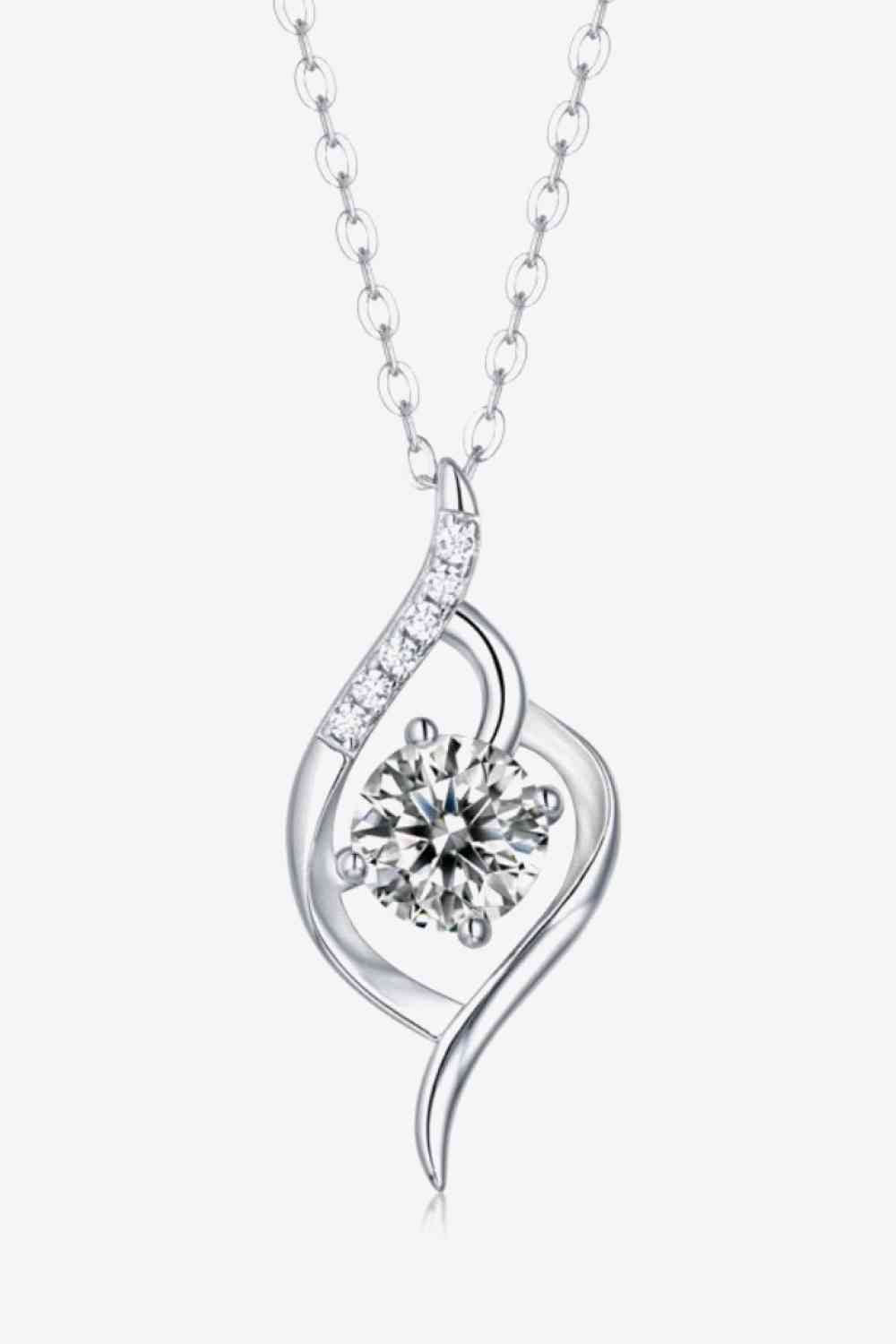 Platinum-Plated 1 Carat Moissanite Pendant Necklace Moissanite - Tophatter Daily Deals