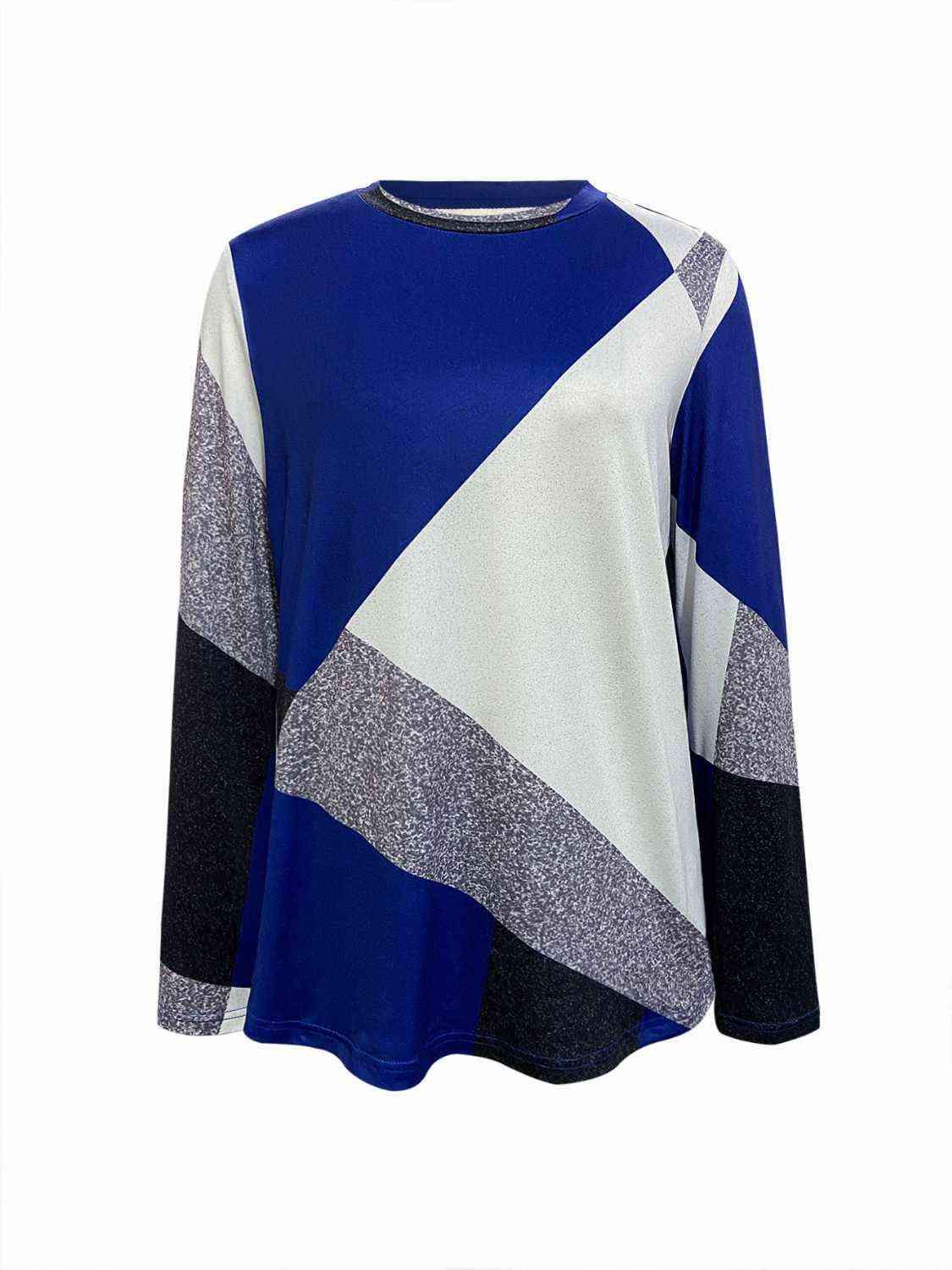 Color Block Round Neck T-Shirt Women's T-Shirts - Tophatter Daily Deals