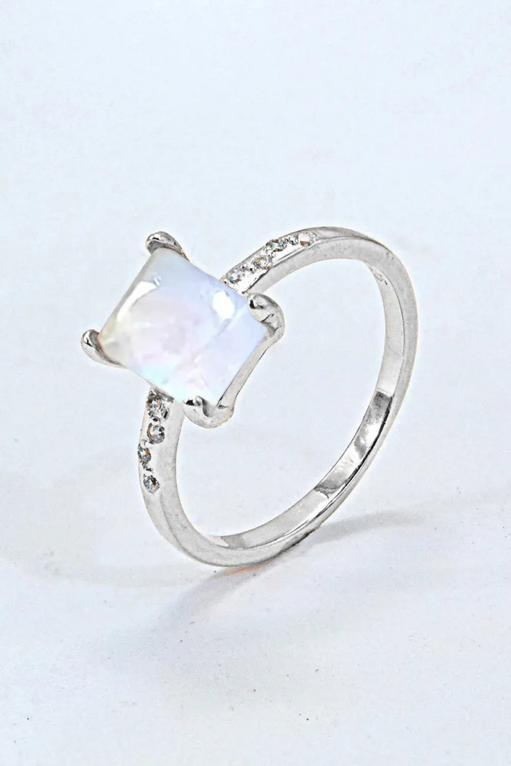 Square Moonstone Ring Silver Moonstone - Tophatter Daily Deals