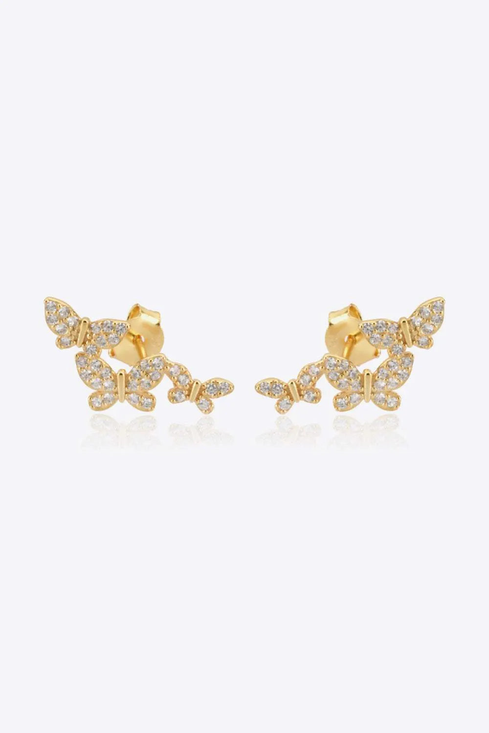 Zircon Butterfly 925 Sterling Silver Earrings Gold White One Size Earrings - Tophatter Daily Deals
