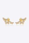 Zircon Butterfly 925 Sterling Silver Earrings Gold White One Size Earrings - Tophatter Daily Deals