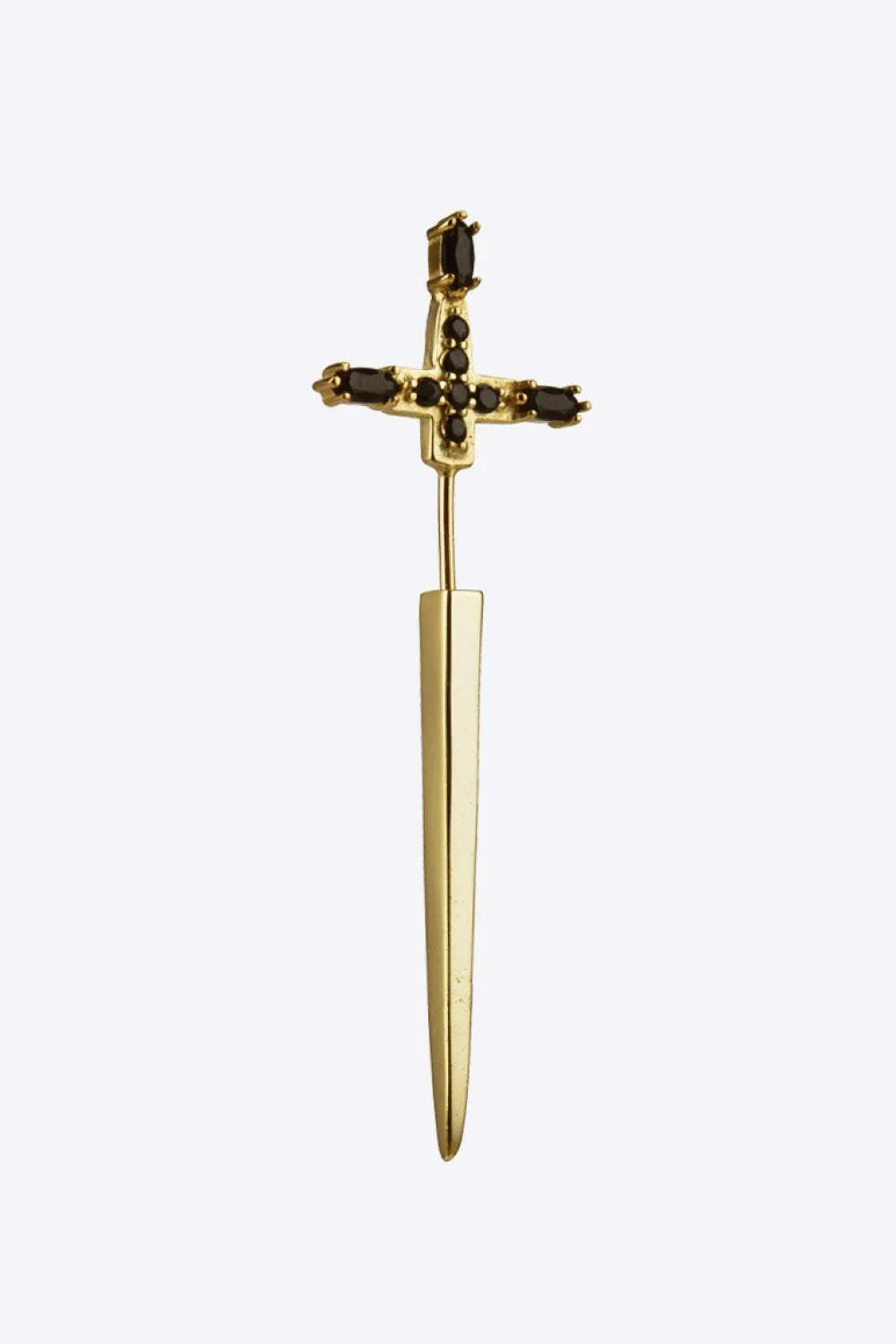 Zircon 925 Sterling Silver Sword Single Ear Jacket Earring Gold One Size Earrings - Tophatter Daily Deals